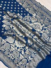 Pure Georgette Banarasi Bandhej Handloom Dupattta - The Handlooms