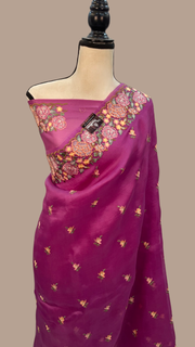 Pure Organza Chikankari Handloom Banarasi Saree - The Handlooms