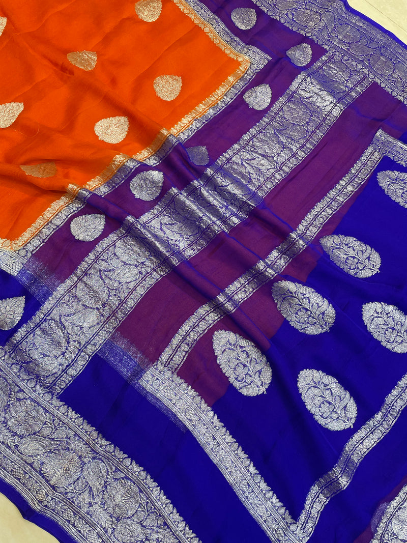Pure Georgette Banarasi Handloom Saree - The Handlooms