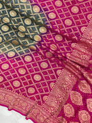 Pure Georgette Banarasi Bandhej Handloom Saree - The Handlooms