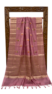 Pure Dupion Silk Banarasi Saree - Gold Zari - The Handlooms
