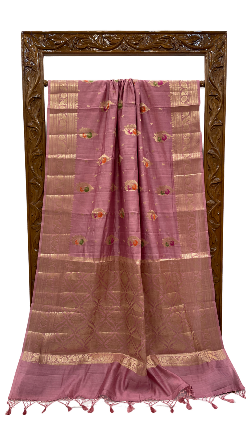 Pure Dupion Silk Banarasi Saree - Gold Zari - The Handlooms