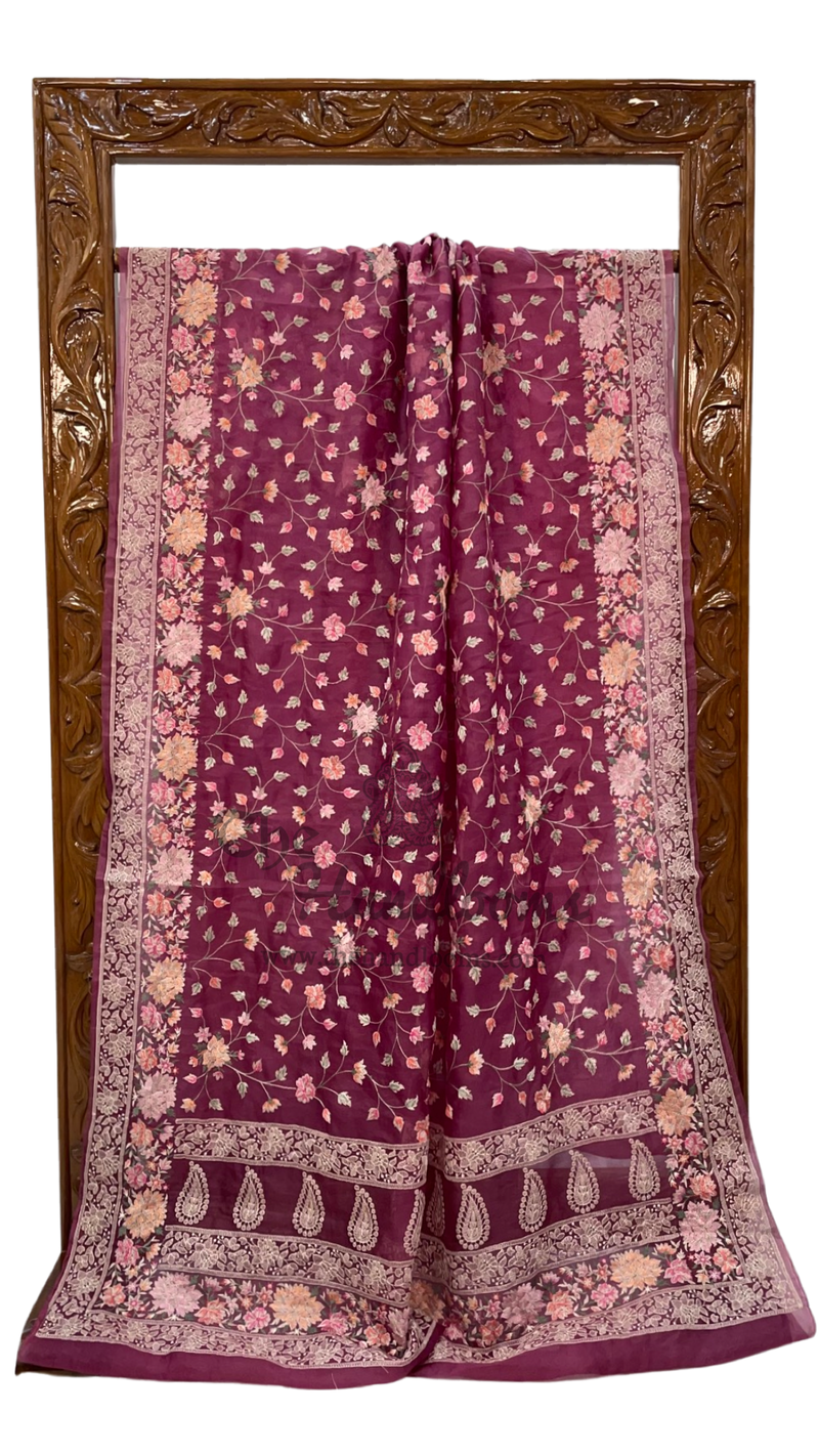 Pure Organza Chikankari Handloom Banarasi Saree - The Handlooms