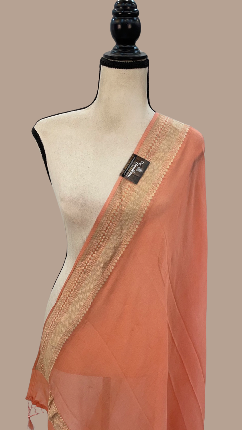 Pure Khaddi Georgette Dupatta - water zari - The Handlooms