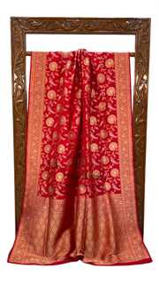 Pure Katan Silk Banarasi Handloom Saree - All over Sona Roopa Jaal work - The Handlooms
