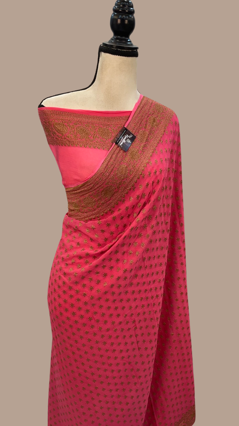 Khaddi Georgette Banarasi Saree -  Antique zari - The Handlooms