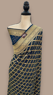 Pure Georgette Banarasi Bandhej Handloom Saree - The Handlooms