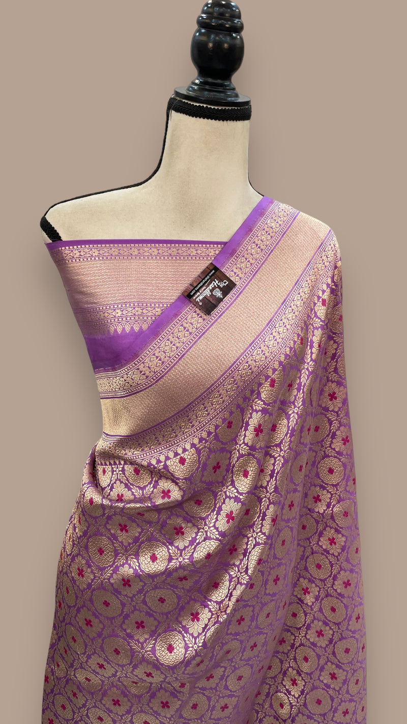 Pure Katan Silk Banarasi Handloom Saree - Tanchui Brocade With Meenakari - The Handlooms