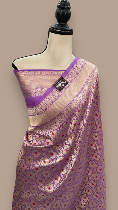Pure Katan Silk Banarasi Handloom Saree - Tanchui Brocade With Meenakari