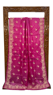 Tussar Silk Handloom Banarasi Saree With Chikankari - The Handlooms