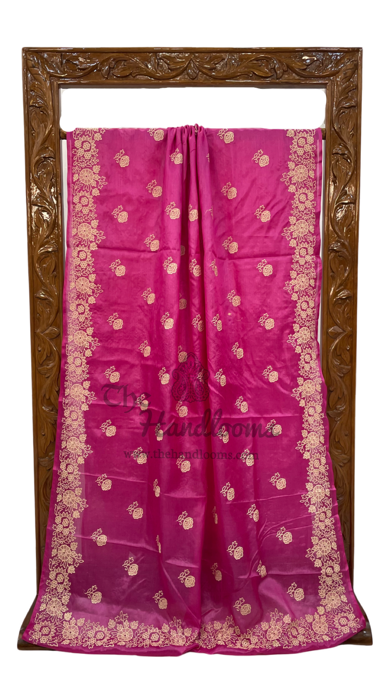 Tussar Silk Handloom Banarasi Saree With Chikankari - The Handlooms