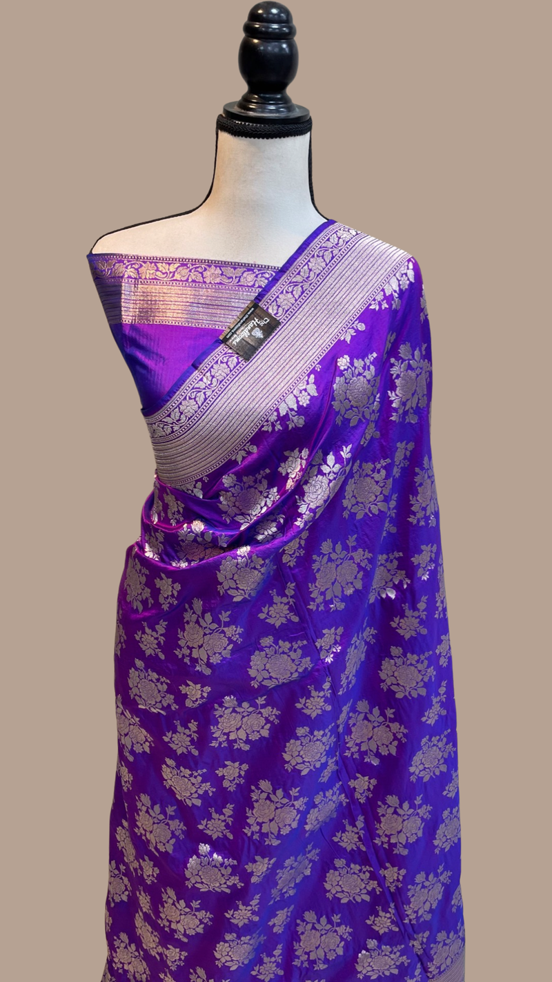 Pure Katan Silk Banarasi Handloom Saree - All over Jaal work - The Handlooms