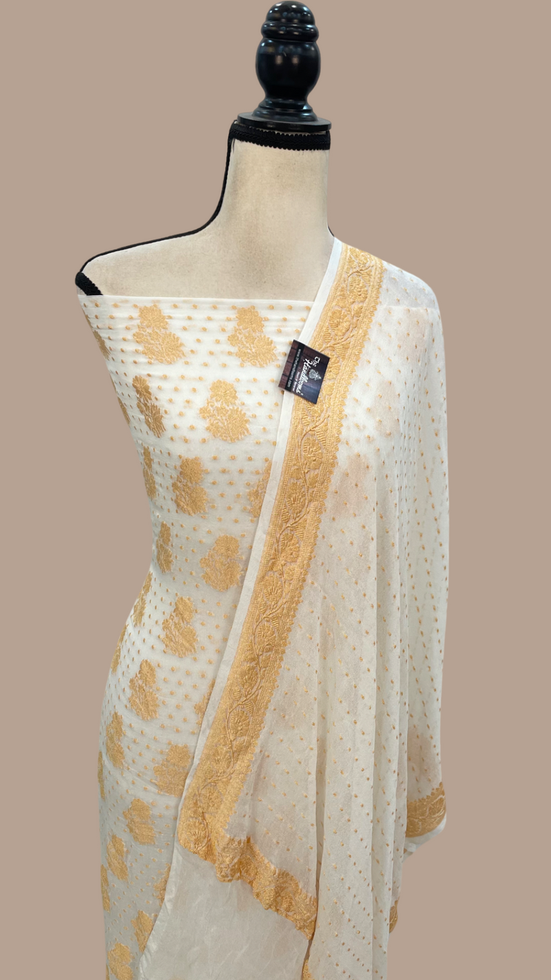 Pure Khaddi Georgette Banarasi Dress material - The Handlooms