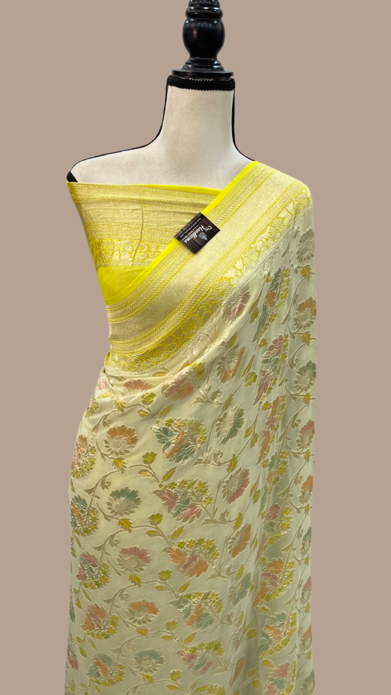 Khaddi Georgette Handloom Banarasi Saree - The Handlooms