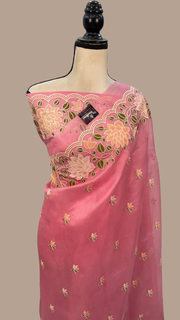 Pure Organza Chikankari Handloom Banarasi Saree - The Handlooms