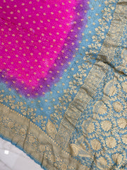 Pure Georgette Banarasi Bandhej Handloom Saree - The Handlooms