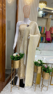 Tissue Handloom Banarasi Dress material with Khaddi Georgette Dupatta - The Handlooms