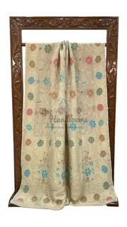 Pure Tussar Georgette Handloom Banarasi Saree - All over Jaal Work with meenakari - The Handlooms