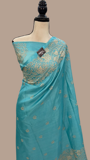 Tussar Silk Handloom Banarasi Saree With Chikankari - The Handlooms