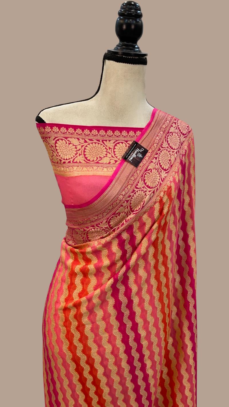 Rangkat Pure Chiffon Khaddi Banarasi Saree - The Handlooms