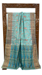 Tussar Silk Handloom Banarasi Saree With Chikankari - The Handlooms