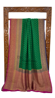 Khaddi Georgette Handloom Banarasi Saree -  Antique zari - The Handlooms