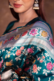 Pure Katan Silk Banarasi Handloom Saree - All over Jaal work - With Meenakari - The Handlooms