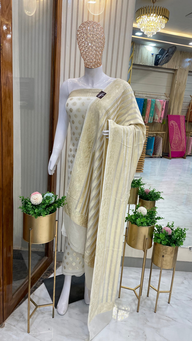 Khaddi Georgette Handlooms Banarasi Dress material - The Handlooms