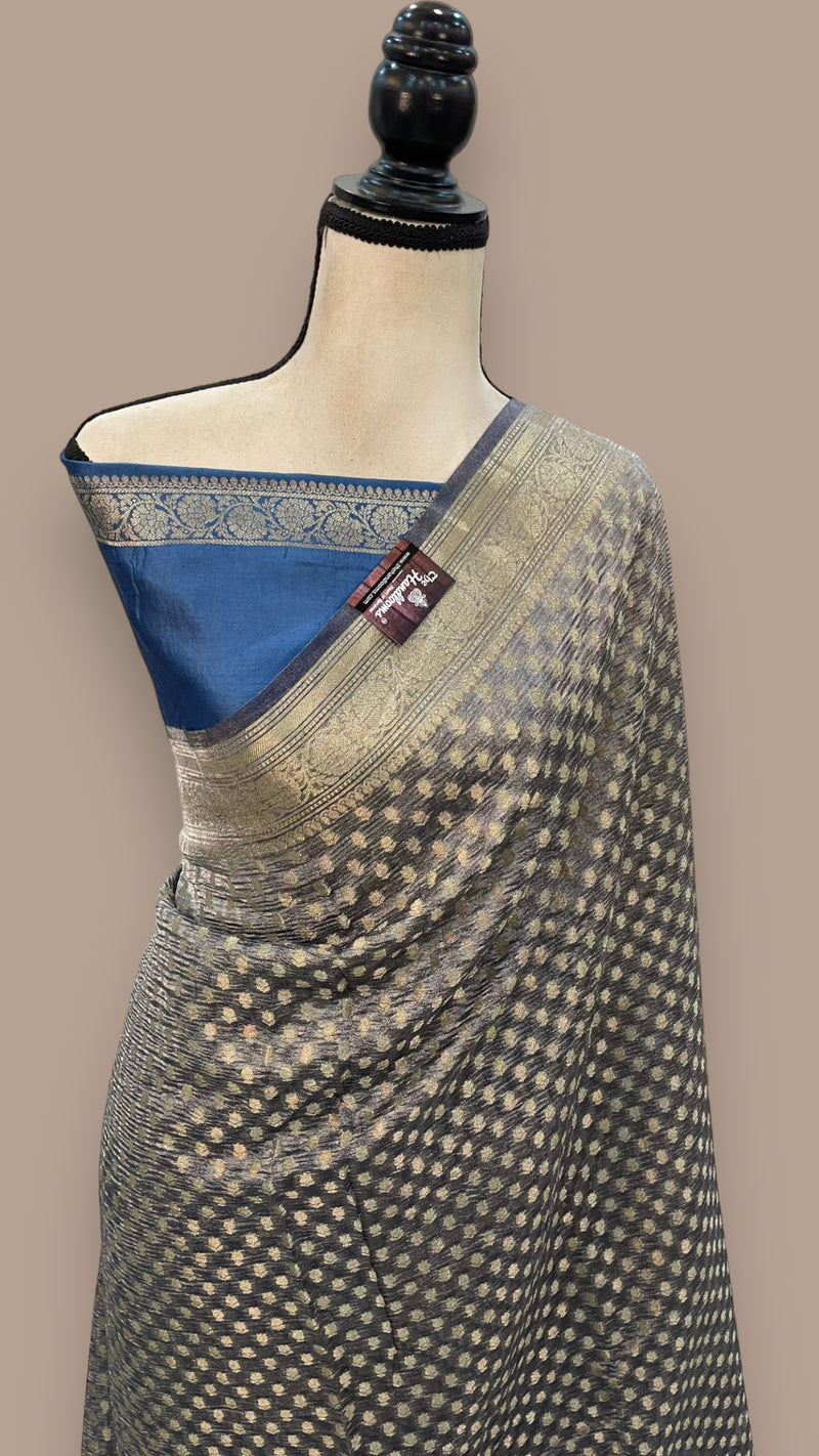 Pure Kora Tissue Crush Handloom Banarasi Saree - The Handlooms