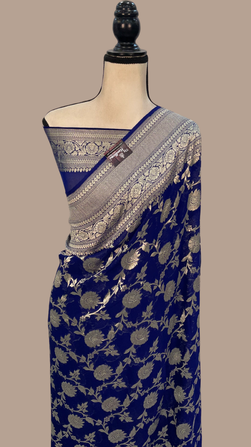 Khaddi Georgette Handloom Banarasi Saree - The Handlooms