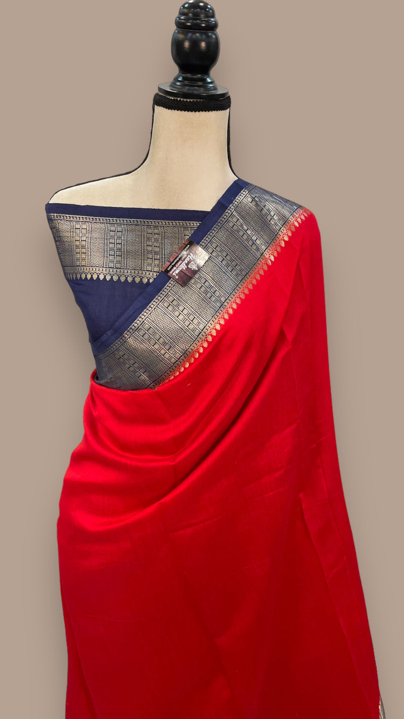 Pure Chiniya Silk Khaddi Handloom Banarasi Saree - The Handlooms
