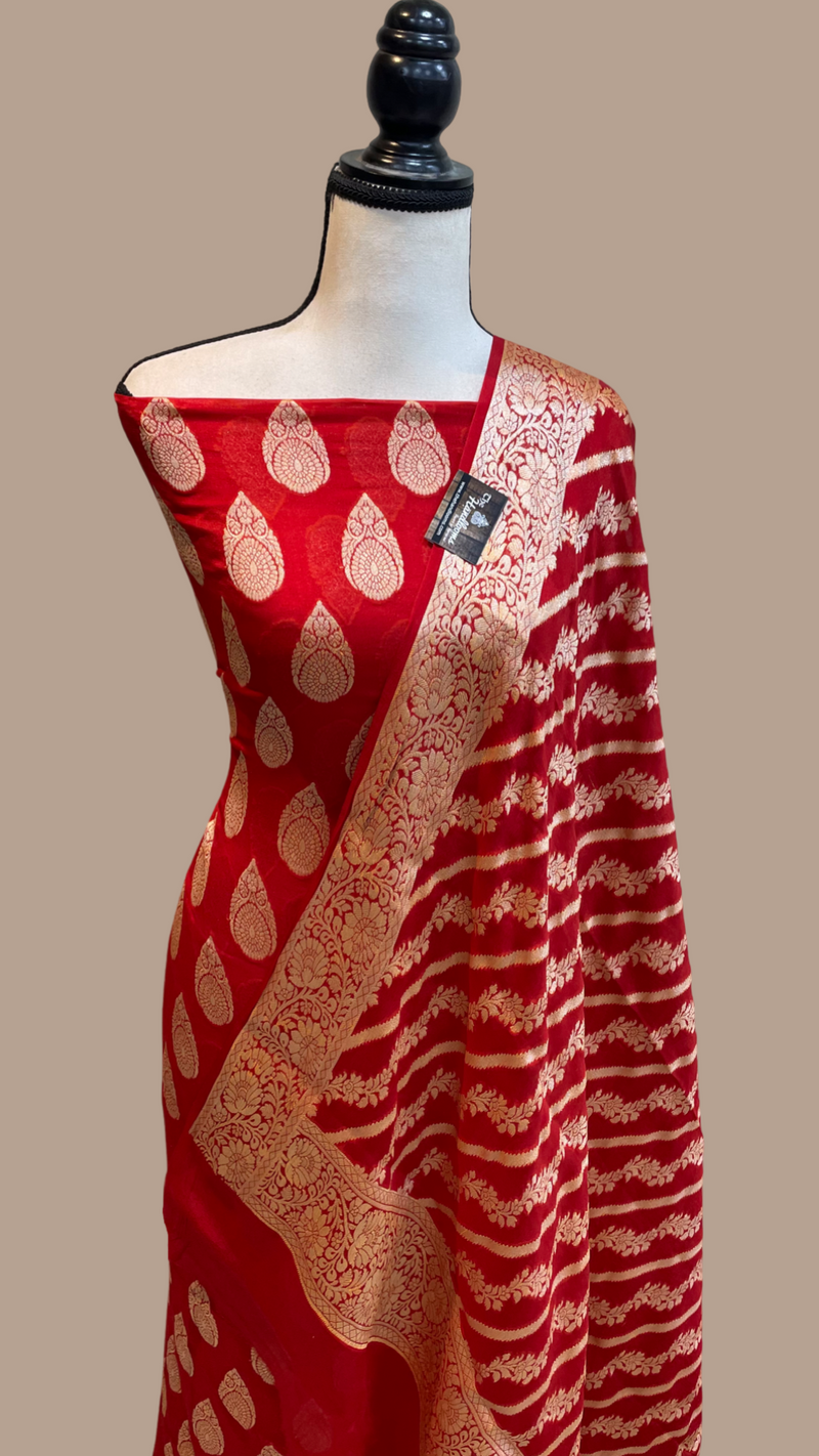 Pure Chiffon Khaddi Banarasi Dress material - The Handlooms