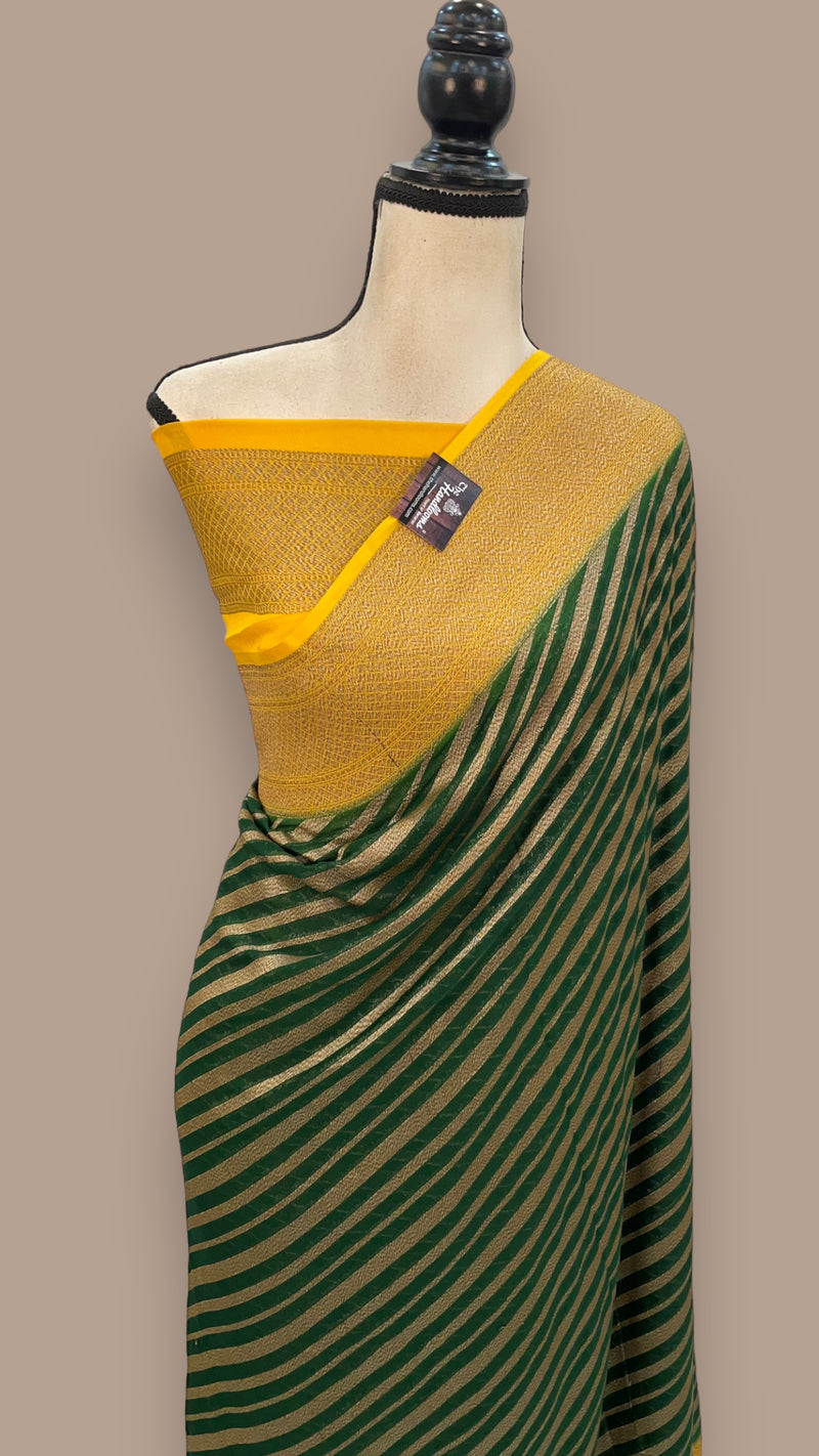 Khaddi Georgette Handloom Banarasi Saree -  Antique zari - The Handlooms