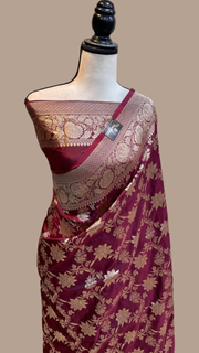 Pure Katan Silk Banarasi Handloom Saree - All Over Jaal Work - The Handlooms