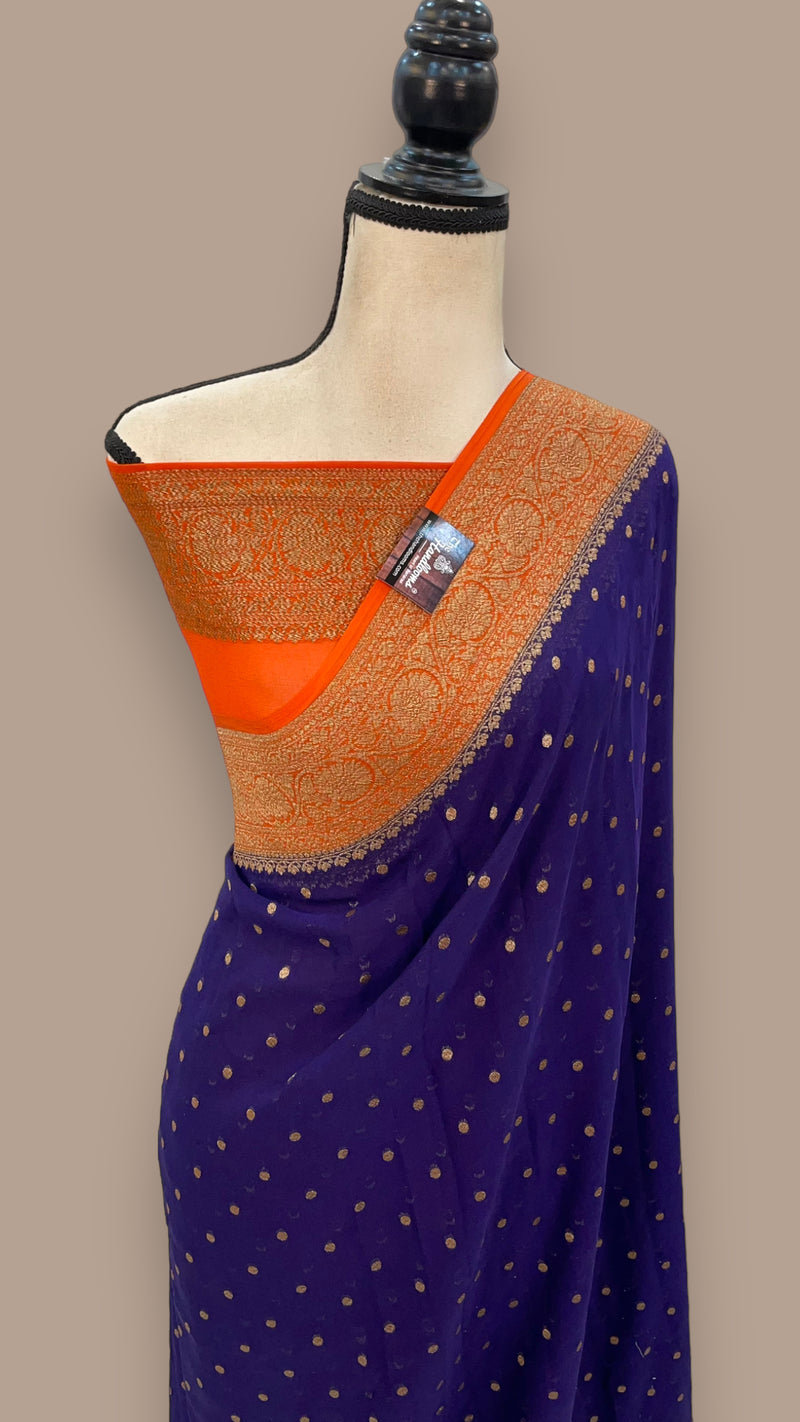 Khaddi Georgette Banarasi Saree -  Antique zari - The Handlooms