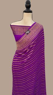 Khaddi Crepe Georgette Banarasi Saree -  Antique zari - The Handlooms