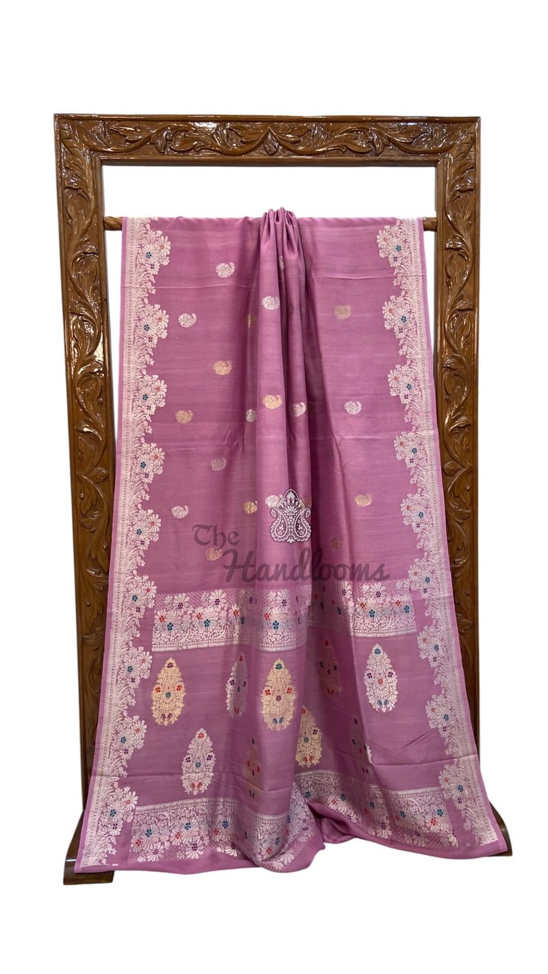 Pure Tussar Georgette Handloom Banarasi Saree With Meenakari