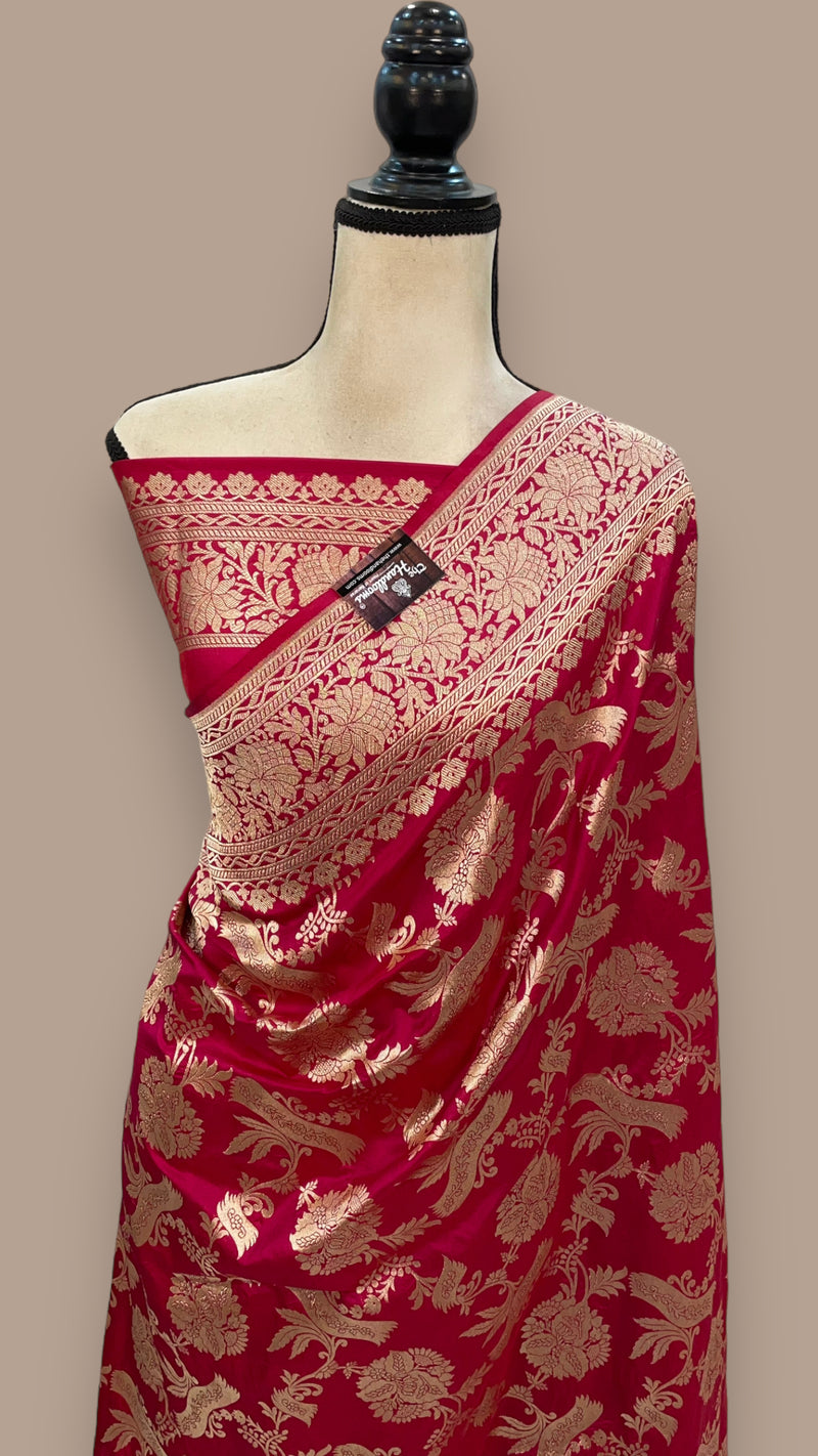 Pure Katan Silk Banarasi Handloom Saree - All Over Jaal Work - The Handlooms
