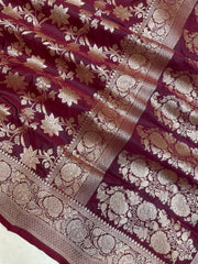 Pure Katan Silk Banarasi Handloom Saree - All Over Jaal Work - The Handlooms