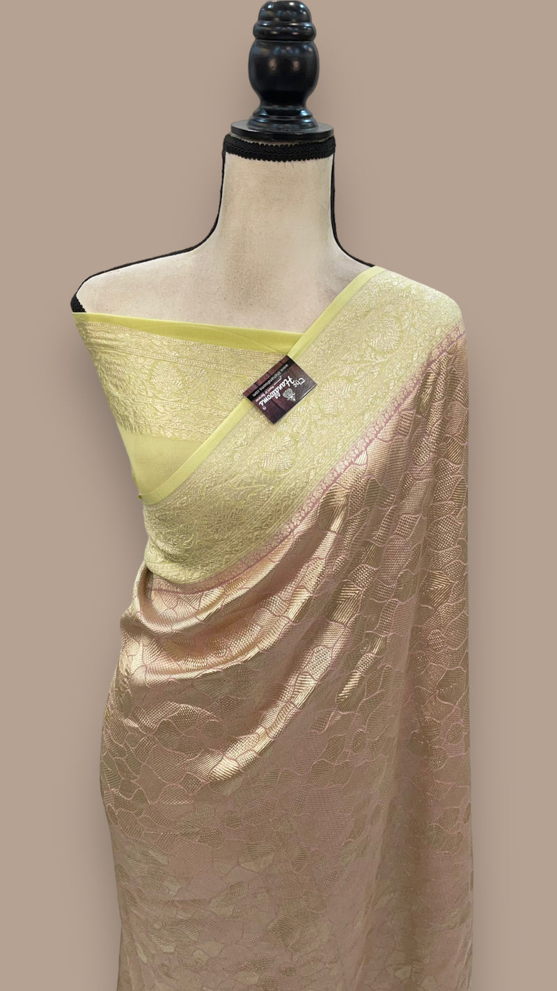Khaddi Georgette Handloom Banarasi Saree - Tanchui Brocade - The Handlooms