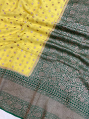 Khaddi Georgette Banarasi Saree -  Antique zari - The Handlooms