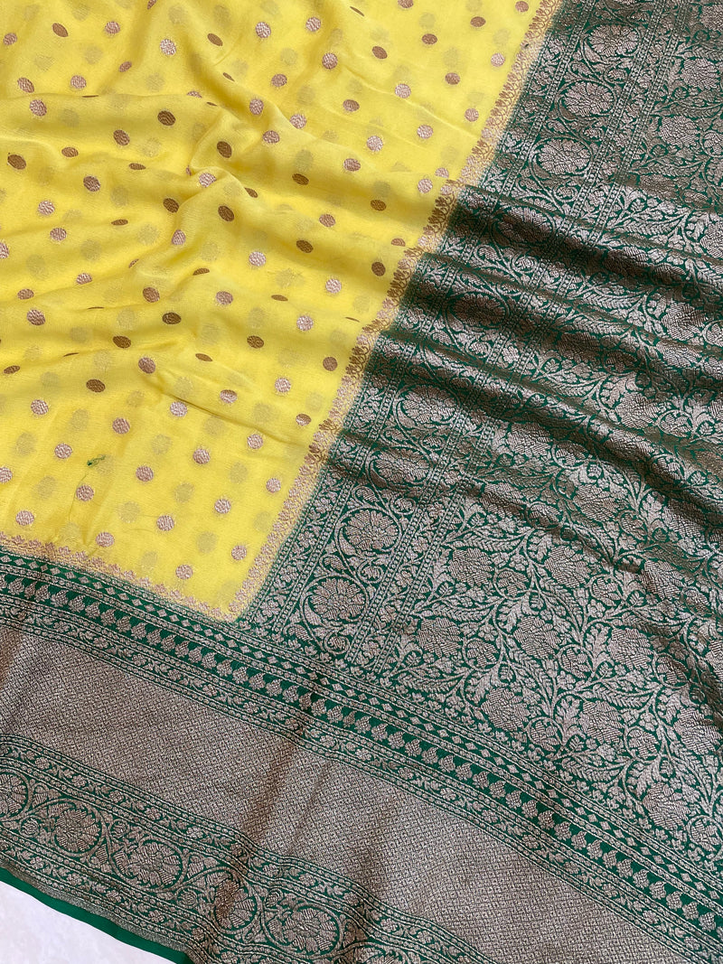 Khaddi Georgette Banarasi Saree -  Antique zari - The Handlooms