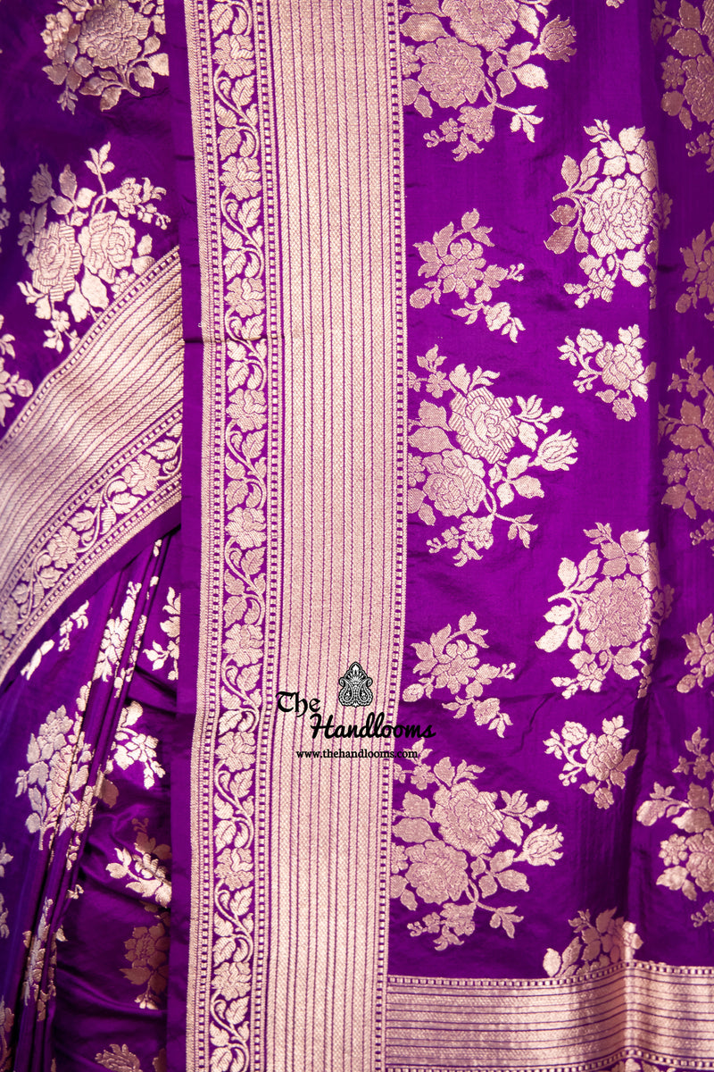 Dual tone Pure Katan Silk Banarasi Handloom Saree - All over Jaal work - The Handlooms