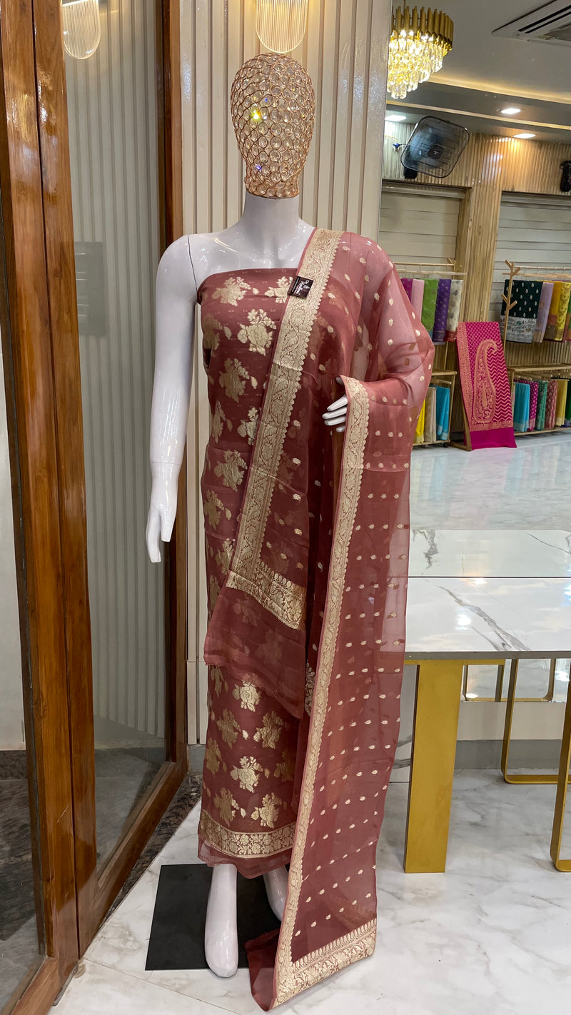 Khaddi Georgette Banarasi Dress material - The Handlooms