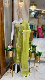 Khaddi Georgette Handlooms Banarasi Dress material - The Handlooms