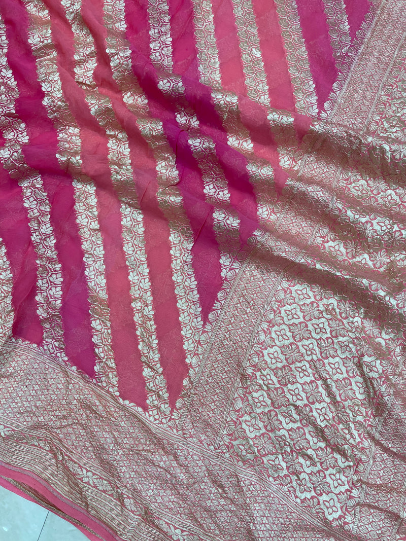 Pure Khaddi Georgette Dupatta - water zari - The Handlooms