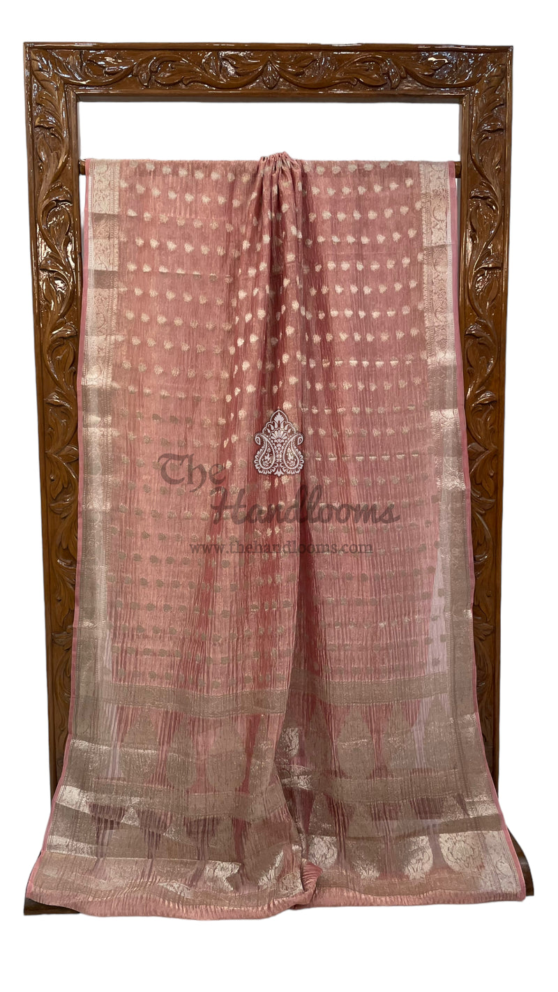 Pure Kora Tissue Crush Handloom Banarasi Saree - The Handlooms