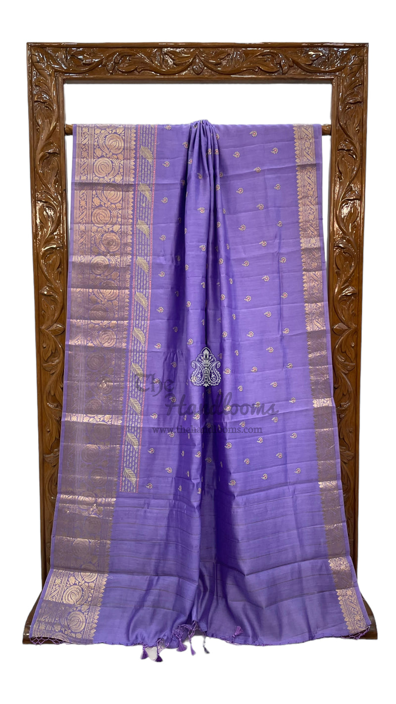 Pure Chiniya Silk Handloom Banarasi Saree with Chikankari - The Handlooms
