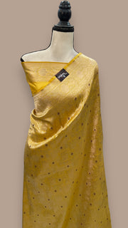 Yellow Pure Katan Silk Banarasi Handloom Saree - Tanchui Brocade With Meenakari - The Handlooms