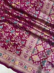 Pure Katan Silk Banarasi Handloom Saree - All over Jaal work with Meenakari - The Handlooms